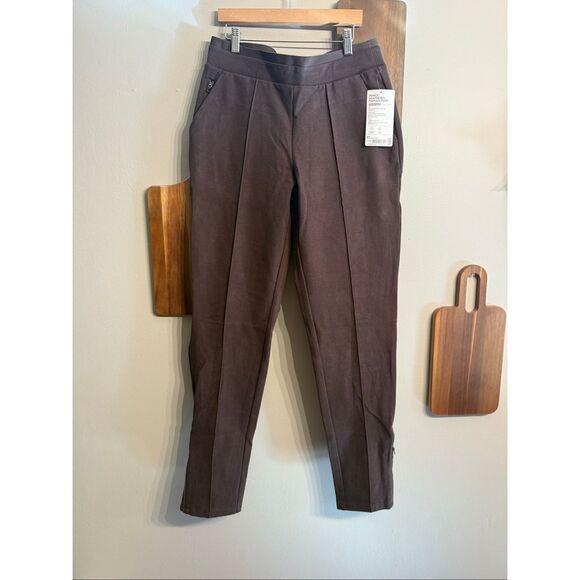 Athleta Pants - Athleta Brown Zipper Leg Venice Heathered Pintuck Pants Size Small Tall NWT